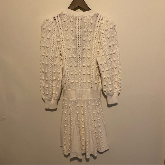 Alice + Olivia Kitty Bow Front Sweater Dress Cream - Picture 8 of 12